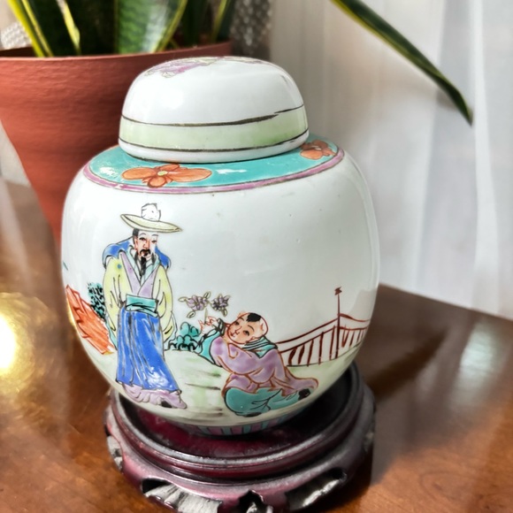 Vtg Antique CHINESE Asian Porcelain VASE Ginger Jar FAMILLE VERTE Children QING - Picture 2 of 13